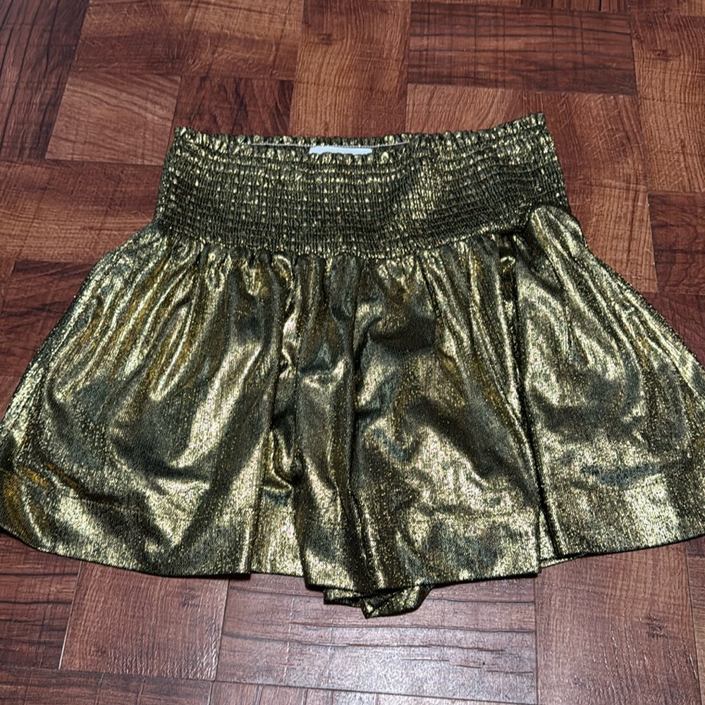 Pants store metallic gold mini shorts